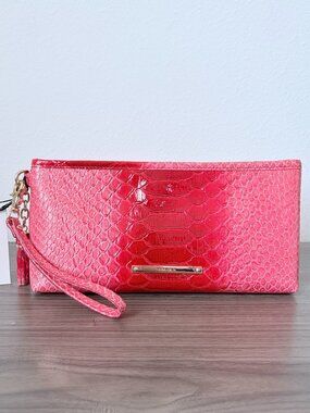 BRAHMIN Kayla Large Wristlet Clutch - Patent Coral Pink